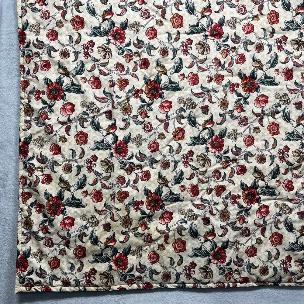 Handcrafted Bird Patchwork Tied Quilt 52x34 Green Gold Floral Reversable